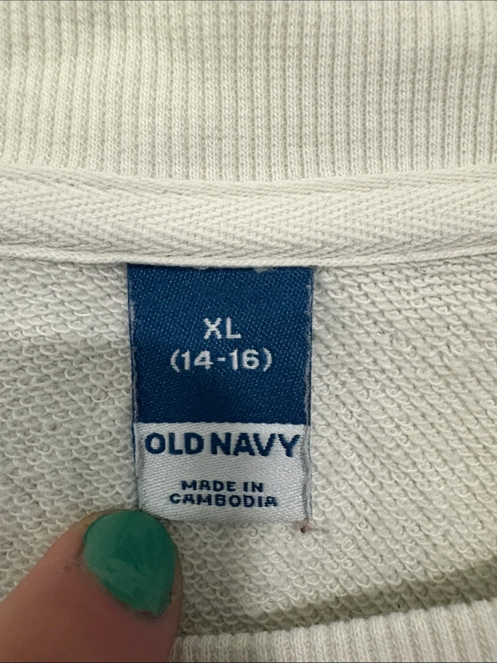 Old Navy Cream Sweatshirt with Blue Tag